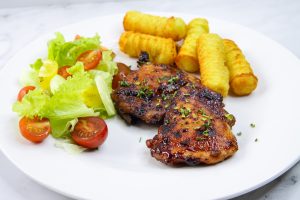 Air Fryer Chicken Thighs with BBQ Sauce