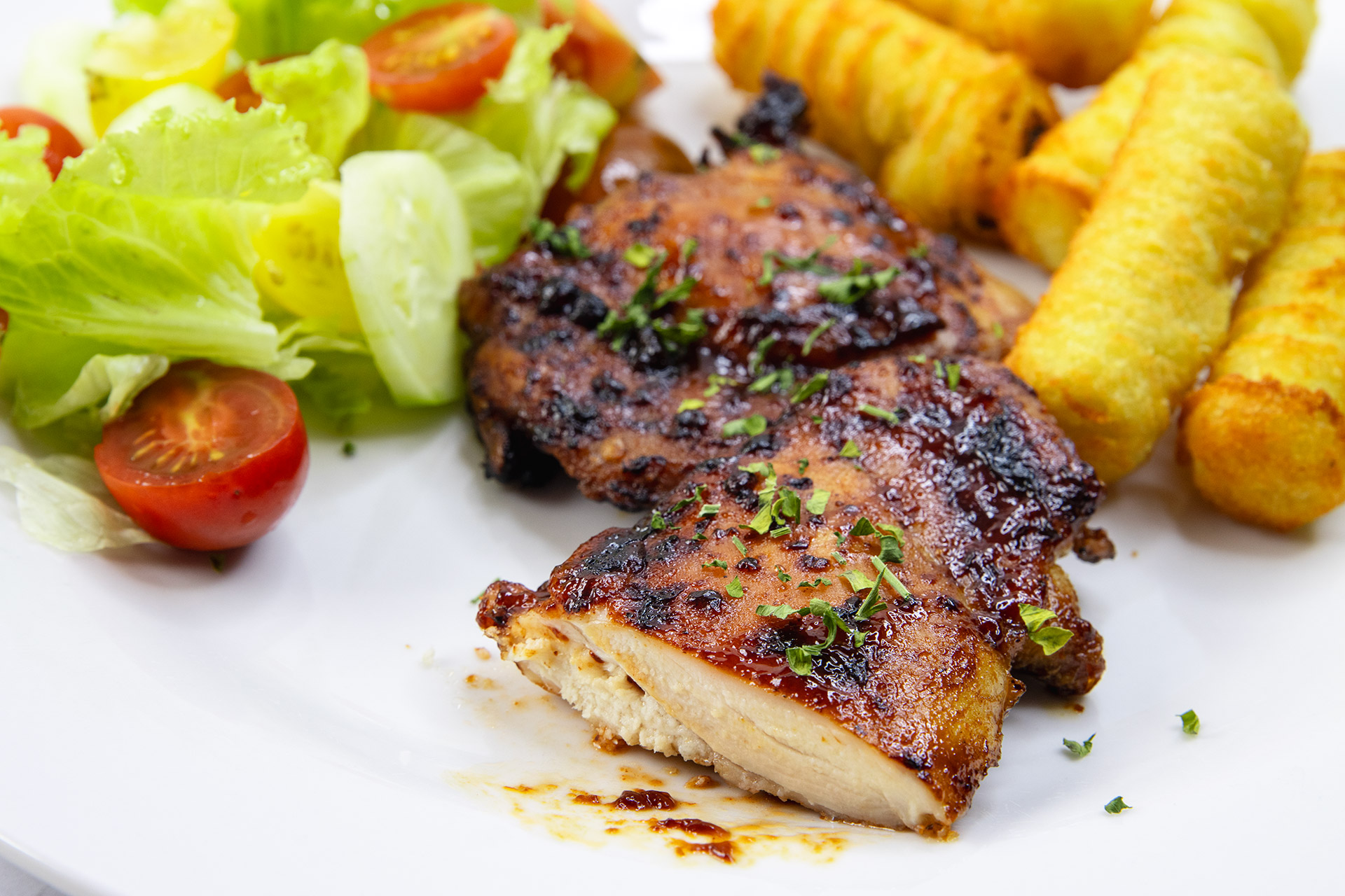 Air Fryer Chicken Thighs with BBQ Sauce